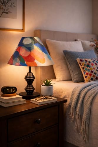 Image of tu casa Modern Table Lamp with Aurora Waves Satin Shade | Metal Iron Base Decorative lamp for Living Room| Decorative Lighting for Living Room, Study & Home Decor, Designer Table Lamp for Gifting