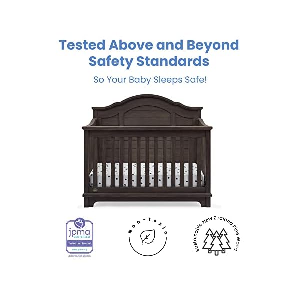 Delta children simmons kids asher 6 in 1 convertible crib with toddler rail rustic grey  urban country home decor