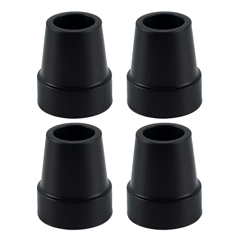 Tacos Muletas Antideslizantes, Embout de Canne de Marche y Béquille, Goma Reforzada con Triple Surco para Máximo Agarrey Base Giratoria Amortiguada, Ideal para Tubos de 19mm.