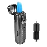 JetLine Magna Quad Torch Red Flame Lighter (Gun Metal)