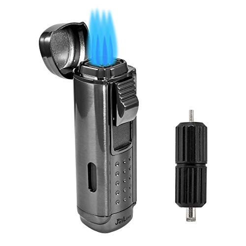 JetLine Magna Quad Torch Red Flame Lighter (Gun Metal)