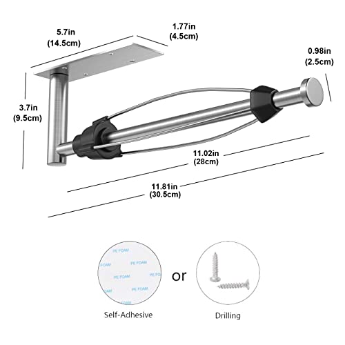Image of VAEHOLD Self Adhesive Paper Towel Holder Under Cabinet Mount, Wall Mounted Paper Towel Roll Holder with Damping Effect for Kitchen, Bathroom, Wall - SUS304 Stainless Steel (Brushed Silver)