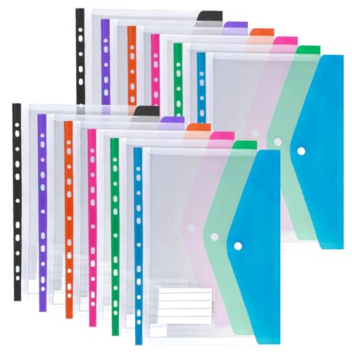 Fundas de plástico para archivar documentos con bolsillos perforados expandibles