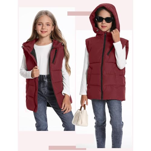 Boys Girls Hooded Puffer Vest Kids Sleeveless School Down Jackets Lightweight Warm Soft Zip Up Puffy Waistcoat4