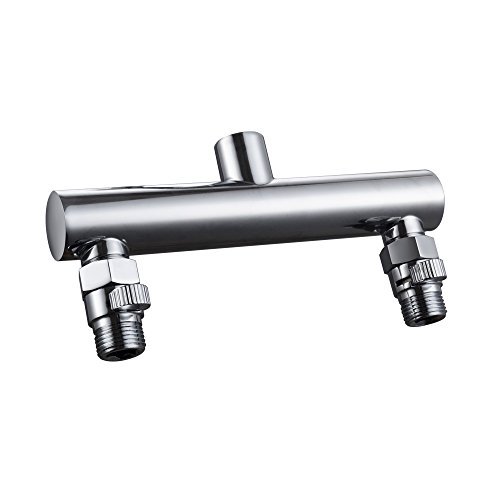 KES ALL BRASS Shower Head Double Outlet Manifold with Shut Off Valves for Dual Sprayer Showering System, Chrome, PJ15+K1140B