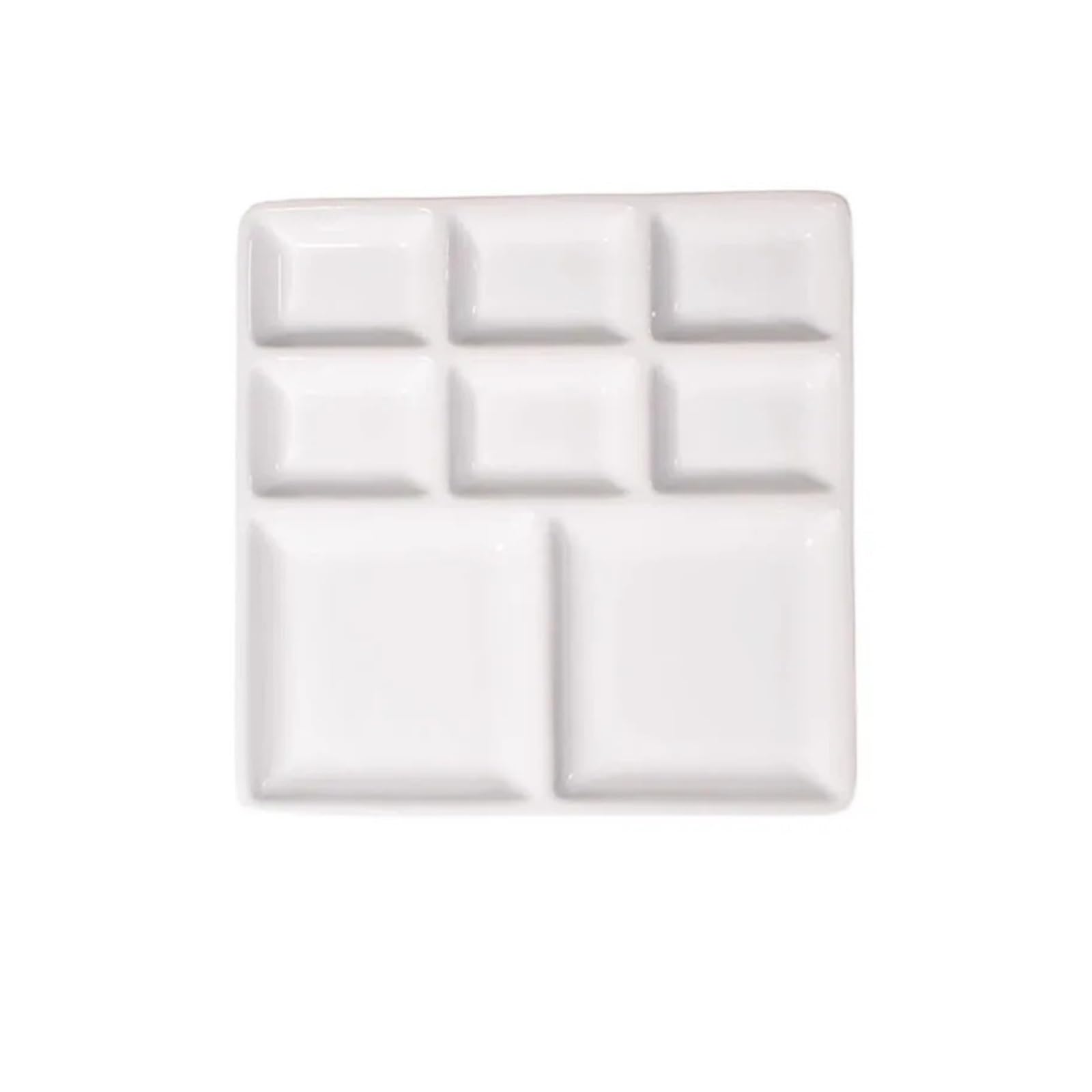 Ceramic Paint Palette Large Square Ceramic Palette Painting Watercolor Oil with 8 Grid Pure White Pigment Dish Art Supplies for Watercolour