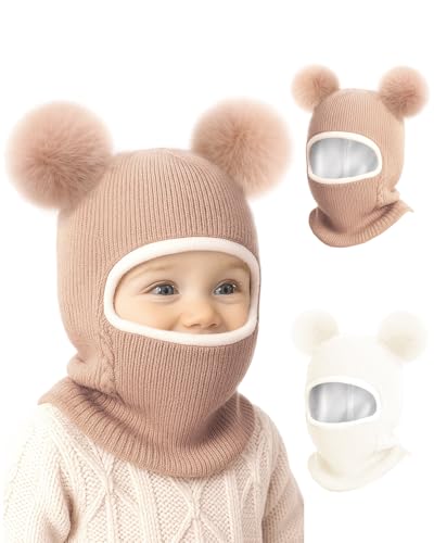 FURTALK Toddler Kids Winter Hat Scarf Set Pom Girls Boys with Fleece Lined Baby Beanie