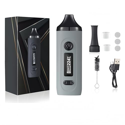 KinZon Vaporizador Gemini para hierba seca, pantalla OLED y control de temperatura, calentamiento rápido en 30 segundos (Gris)