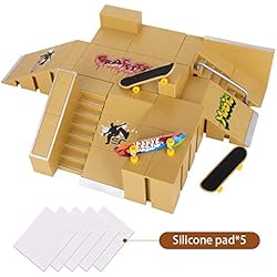 Patines Rampa KidsHobby 8pcs Kit de Rampas Skatepark del Patin Mini Dedo Monopatin Patín del Dedo Fingerboards Parques Tablero Juguete Divertido Regalo Creativo para Niños(8 Pieza del Parque+3 Mini Patín del Dedo)