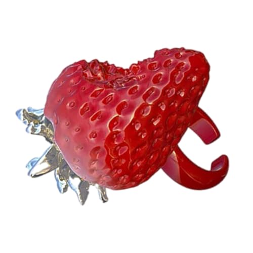 [ECVGHD] Adjustable Strawberry Resin Rings Lovely Jewelry Designs Gifts Ideas