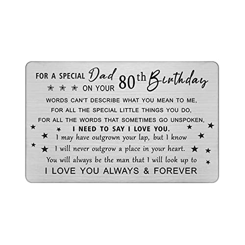 DEGASKEN Dad 80th Birthday Card - Happy 80 Year Old Bday Dad Gifts - Dad 80th Birthday Decorations...