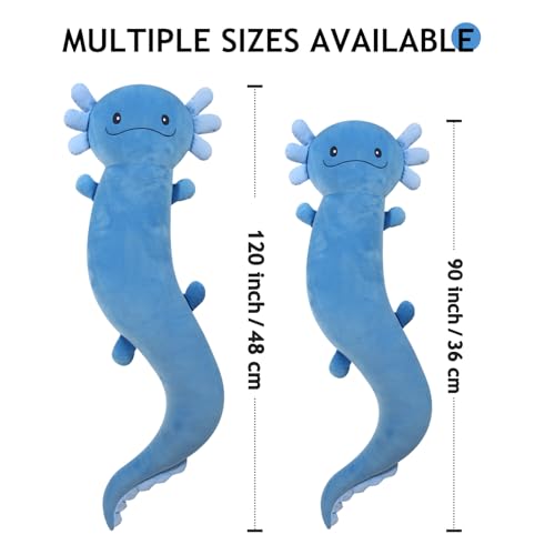 Image of Tianmihou 36 Inch Giant Axolotl Plush Pillow, Big Blue Axolotl Stuffed Animal, Glow in The Dark Salamander Plushie, Soft Large Axolotl Body Pillow, Cute Birthday Gift for Kids Adults