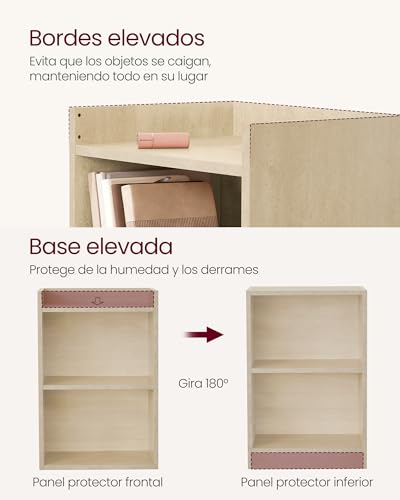 Miniatura 4 de VASAGLE Custos Colección - Juego de 2, Mesita de Noche con Compartimentos Abiertos, Mesa Auxiliar con Balda Ajustable, Doble Uso, Montaje Fácil, Dormitorio, Salón, Beige Travertino LET866LA01