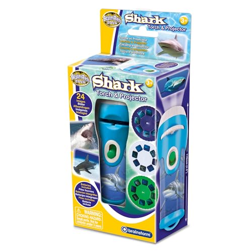 Brainstorm TOYS Shark Torch and Projector – 24 Shark Images, Projects Clear Pictures Up to 1 Metre Wide, Interactive Educational Kids Flashlight Toy