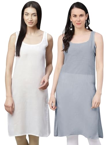 Image of Ada Womens Terivoile Cotton Suit Full Slip /Camisole (Pack of 2) A301831