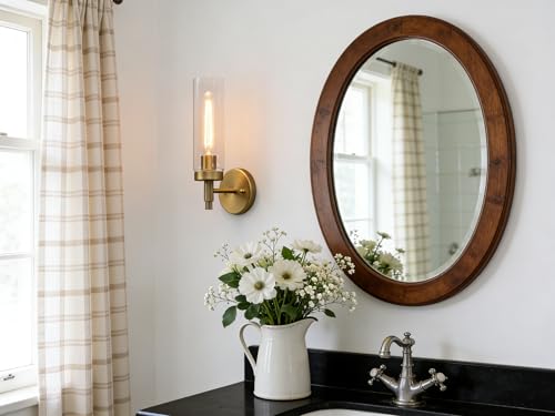 Image of Phansthy Rustic Industrial Wall Sconce Light with 3.14 inch /8cm Tubular Clear Glass Lampshade (Single Sconce Antique)