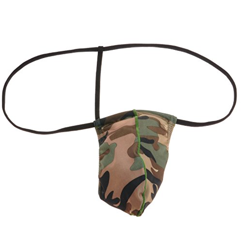 Men's Camouflage String Thongs Bulge Pouch T-Back Underwear Mini Bikini Pants