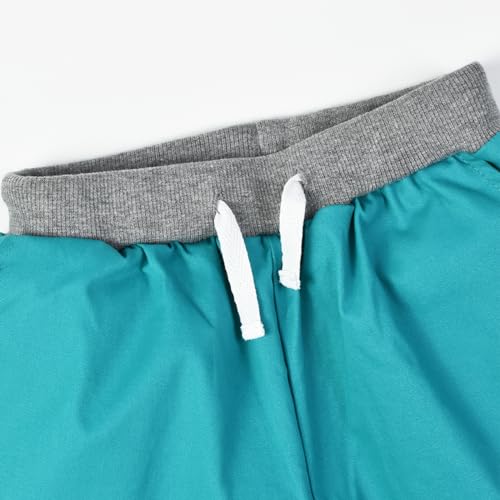 Image of HILEELANG Toddler Boy Summer Short Clothes Sets Cotton Crewneck Tees Shorts Pocket Adjustable Knite Shorts Playwear Sets