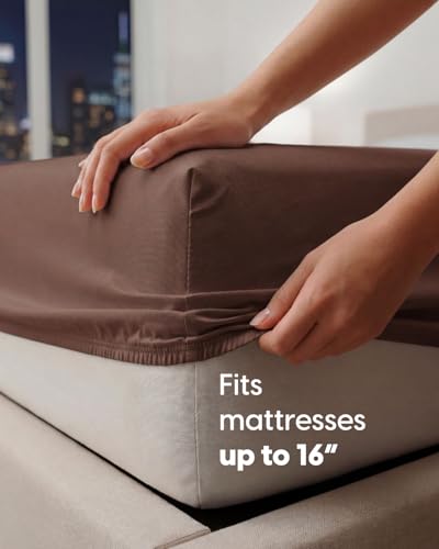 Image of Sleepy Town Cal King Size Bed Sheets - 3 Piece - NO Flat Sheet Included - California King Sheet Set - Soft, Comfy & Cooling - Easy Care - Wrinkle & Fade Free - Brushed Microfiber Bed Sheets (Brown)