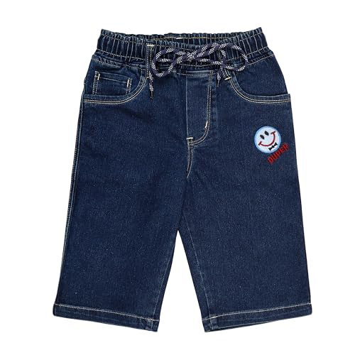 Image of Boys Regular fit,Light Blue,Drawstring Elastic Waistband,Stretchable Cotton Denim, Clean Look,Casual,Below Knee Length, 3 /4 Shorts