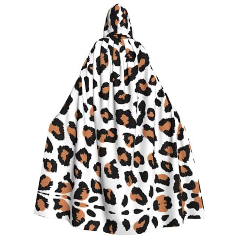 Cape à capuche léopard unisexe de 150 cm pour déguisement de carnaval