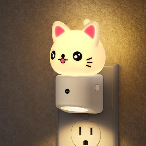 Image of DORESshop LED Night Light for Kids, 3D Cute Cat Kids Night Light with Dusk to Dawn Sensor, RGB+Soft White 3000K Plug in Night Light for Kids Room Decor, Birthday Gift Nightlight for Kids