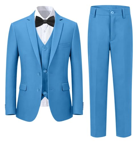 Image of Boys' Formal Suit 5 Piece Slim Fit Suits for Boy Kids Tuxedo Toddler Wedding Ring Bearer Outfit Teen Communion Dress