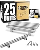 BAILROP Tiradores Cocina Plateados 96MM Tiradores Armario Acero Inoxidable – Tiradores para Puertas y Muebles de Cocina Plateados (25 PCS)