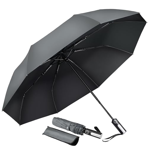 折りたたみ傘 晴雨兼用 メンズ 日傘 UVカット 完全遮光 ワンタッチ自動開閉 折り畳み傘 大きいサイズ 超撥水 雨晴れ兼用 丈夫 強風に強い 軽量 コンパクト メンズ 折りたたみ日傘 台風・梅雨対策 ８本骨【親骨58cm/直径103cm/軽量380g以下】 グレー