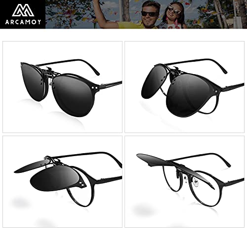 Image of Clip on Sunglasses Over Prescription Glasses Polarized Anti Glare Flip Up UV Protection Glasses For Men Women