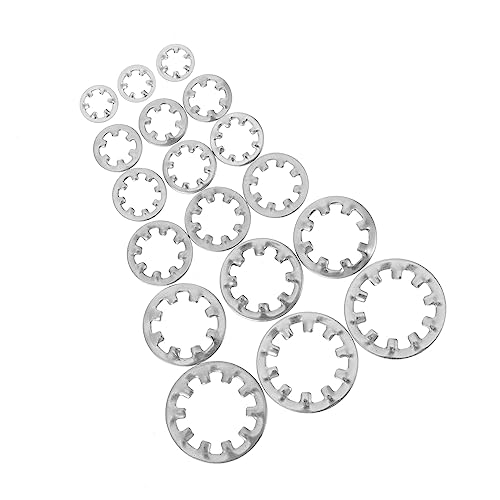PRETYZOOM 300Pcs Stainless Steel Internal Tooth Lock Washers Assortment Kit Serrated Lock Washer Set for Secure Fastening