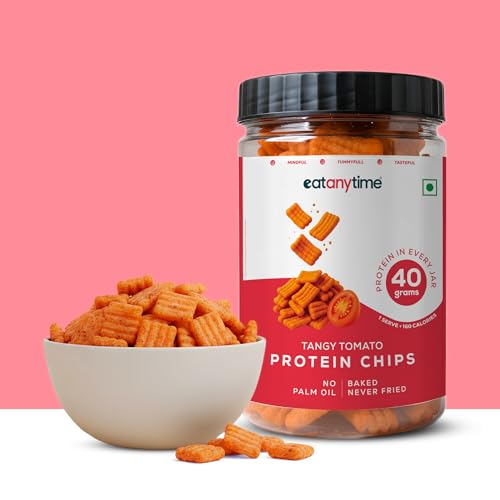 Image of Eat Anytime - Multigrain Protein Chips, Tangy Tomato | 40 g protein per pack | Baked, Not Fried | No Palm Oil | High Protein, Low Calories (under 160) | 150 g