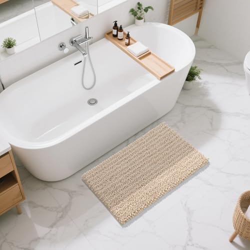 Yimobra Large Bathroom Rugs Non Slip Washable 36x24 Inch - Ultra Soft Absorbent Chenille Bath Mat, Quick Dry Shaggy Floor Carpet for Tub Shower, Light Brown Home Decor Accessories by Yimobra - Image 9