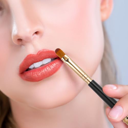 Nogeqi 2 Stück Lippenpinsel mit Deckel Tragbare Lippenstift Applikator Reise Lippenpinsel Dünn Unterwegs Lippenbürste Lippenstiftpinsel Lip Brush für Balsam Lippenmasken Lipgloss Concealer Pinsel