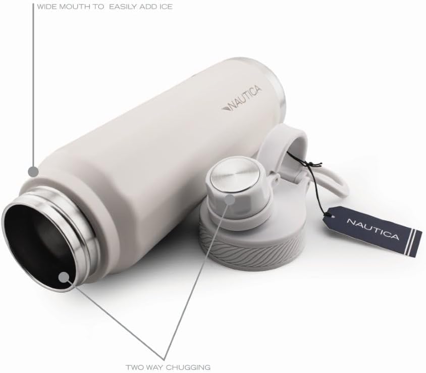 Nautica 25 oz hydration flask Double-Wall Vacuum Insulated bottle Leak Proof & BPA Free (LIGHT GREY) - Image 5
