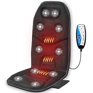 COMFIER Asiento de Masaje eléctrico con 10 Motores Vibrantes, Almohadilla Térmica de 2 Terapias con Apagado Automático, Almohadilla de Masaje Calentado para el Alivio del Dolor de Espalda