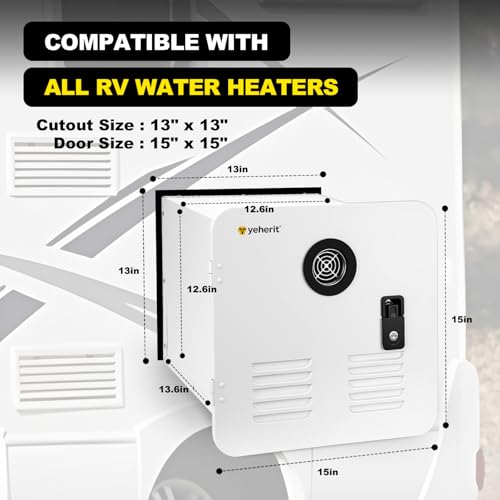 55000 BTU RV Tankless Water Heater, 12V 3.9 GPM, CSA Certificated, Instant Hot Water Heater with 15 x 15 inches Door and Remote Controller, High Altitude Available, Compatible with All RVs (White) by YEHERIT - Image 8
