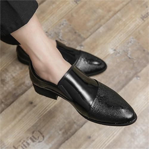 Mens Slip On Pointed Toe Derby Dress Shoes Business Office Casual Fashion Comfortable Business Shoes2