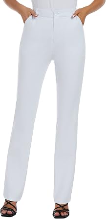 iChosy Womens Stretchy Straight Leg Dress Work Pants Business Office Casual Slacks with Pockets