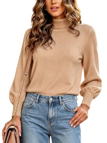 Image of Spicy Sandia Women's Turtleneck Sweaters Pullover Knit Tops Camel M