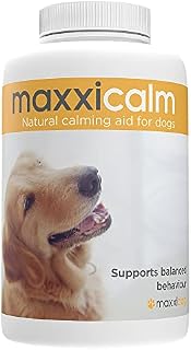 maxxipaws maxxicalm Natural Non-Drowsy Calming Aid Supplement for Dogs with Behavioural Training Guide - 120 Tasty Tablets