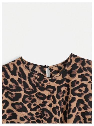 MakeMeChic Women's Plus Size Tee Shirt Leopard Print Knot Front Crew Neck Short Sleeve Summer Top4