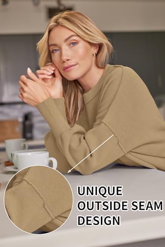 Image of LILLUSORY Women's Oversized Batwing Sweaters 2026 Fall Outfits Trendy Crewneck Knit Side Slit Fashion Pullover Tops