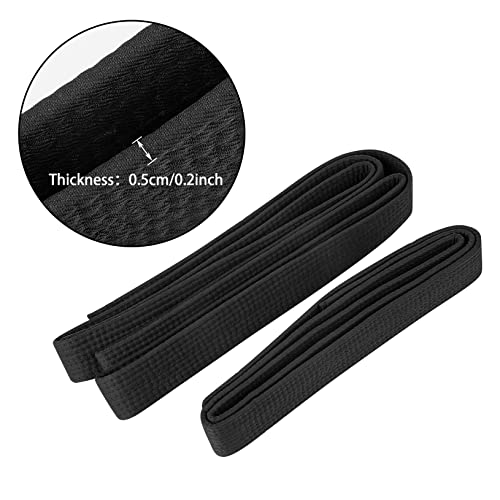 ONLYFU 2 Pack Taekwondo Judo Solid Rank Karate Martial Arts Belts, Black Karate Belts (160cm/63 inch, 280cm/110 inch) - Thumbnail 2