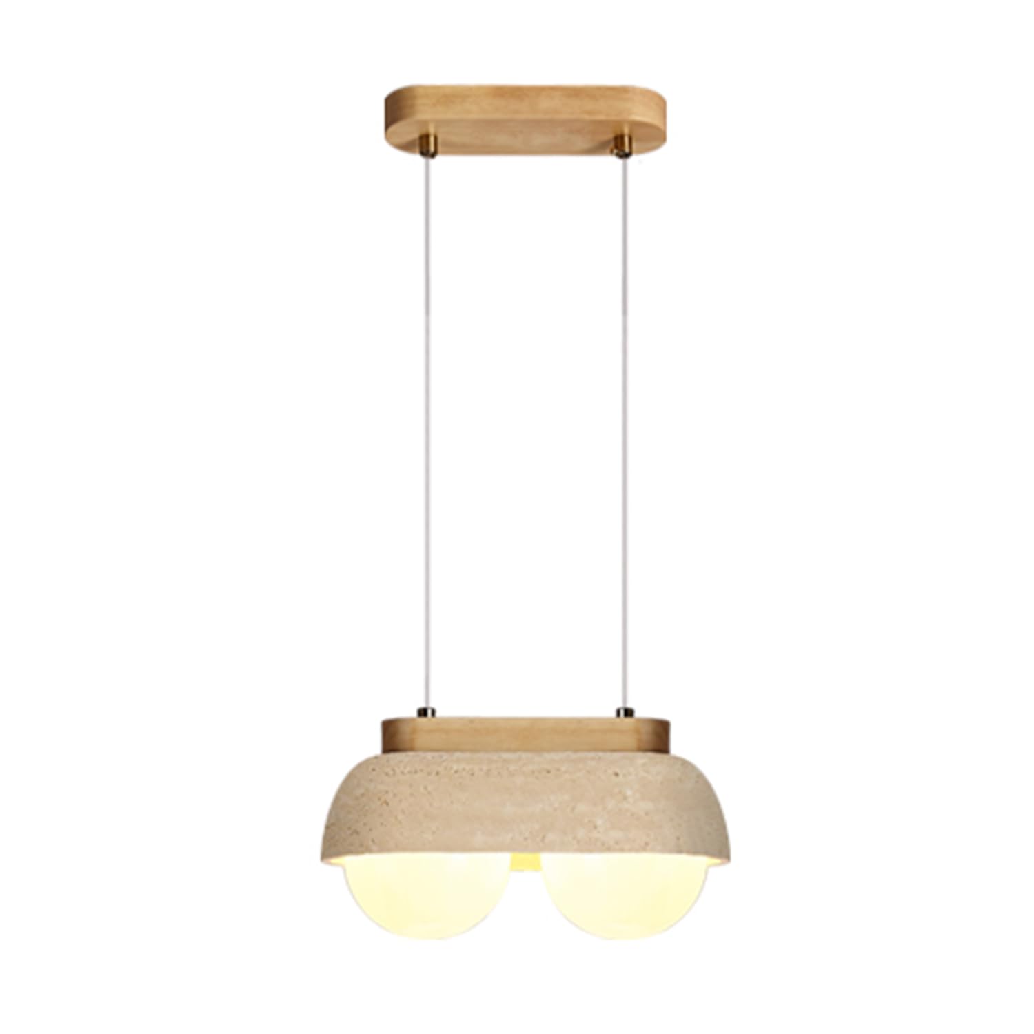 MTNROO Japanese-Style Vintage Hanging Light Travertine Natural Pendant Lamp for Indoor Vintage 2/3 Head Ceiling Light Chandelier Retro Pastoral Lighting Fixture for Foyer Home Kitchen Island