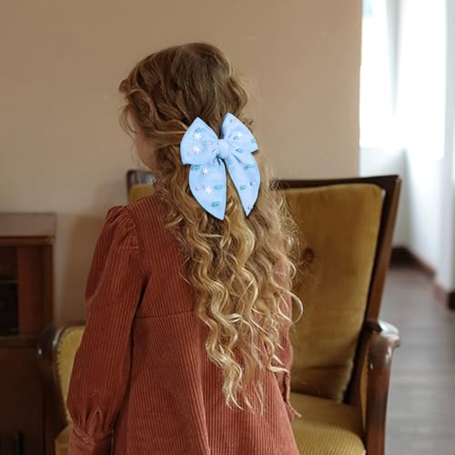 Pinza de cabello con lazo de terciopelo azul claro 5 pulg miniatura 5