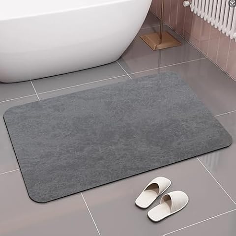 YCT Bath Rugs Non Slip Quick Dry, Bath Mats for Bathroom, Shower Matt for Bathroom Floor, Great for Bathtub, Shower Room, Kitchen, Sink, 15.7" x 23.6", Dark Gray Cover
