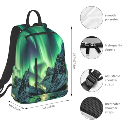 Backpack 14.7 inch Lightweight Large Bookbag Northern Lights Daypack for Travel Office Work2
