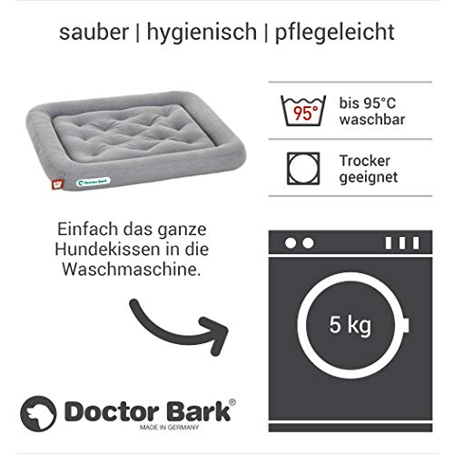 Doctor Bark Hundekissen - orthopädisches Hundebett, 95°C waschbar, hygienisch, robust & bequem (M - 75x65 cm, Hellgrau)