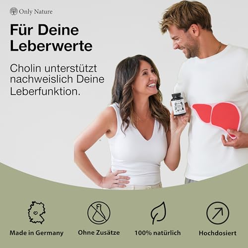 Cholin hochdosiert 700 mg - 120 Leber Kapseln - Natürlich & Wirksam - in Deutschland produziert & Laborgeprüft - Cholin Kapseln hochdosiert - Choline Bitartrate